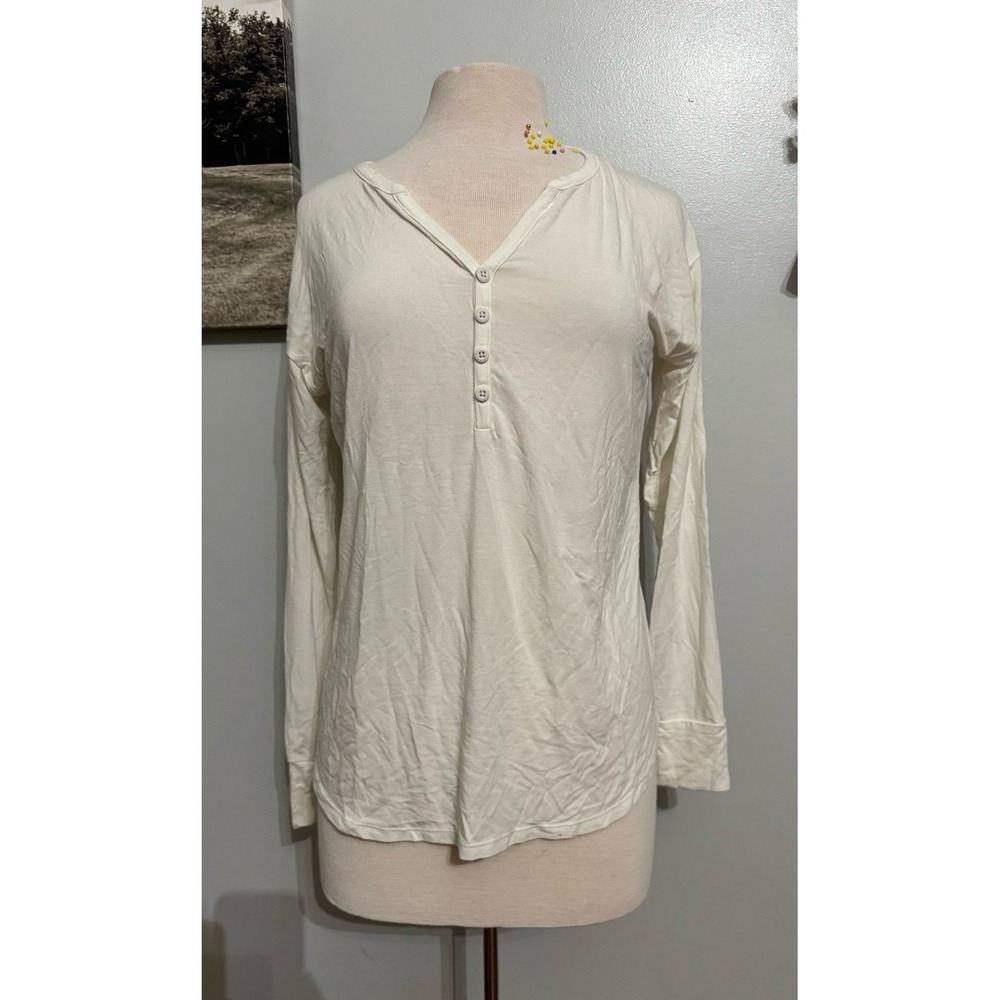 MeUndies white‎ long sleeve micro modal bamboo lounge sleep shirt unisex small
